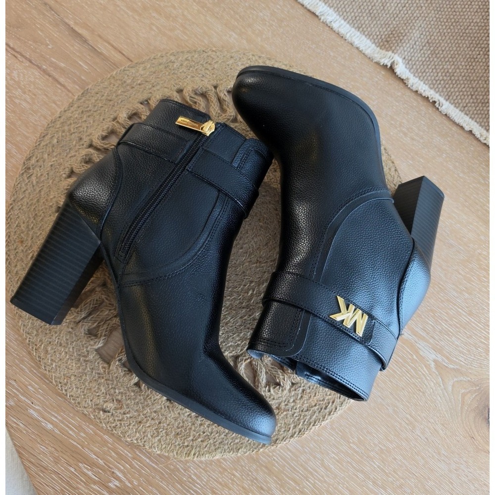 MICHAEL Michael Kors Jilly Black Faux Pebbled Leather Ankle Boots US 9M - Picture 4 of 11